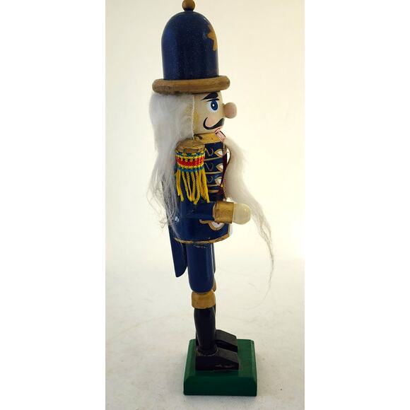 NUTCRACKER-Wooden-Soldier-Blue Uniform-Gold Star Hat-10" Tall-Hand Painted - Picture 3 of 11